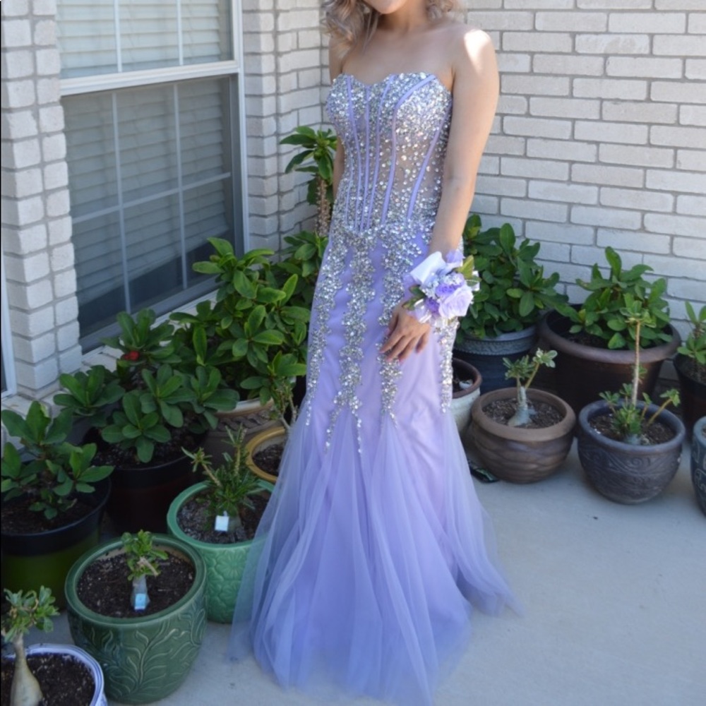 Lilac mermaid prom dress